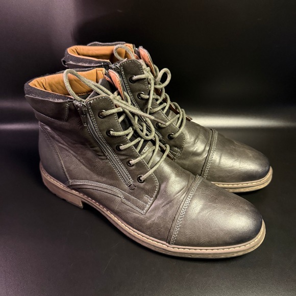 Madden Ankle Boots Gray Zip Lace Up Cap‎ Toe Casual Dress Boots Mens Size 11 - Picture 1 of 6